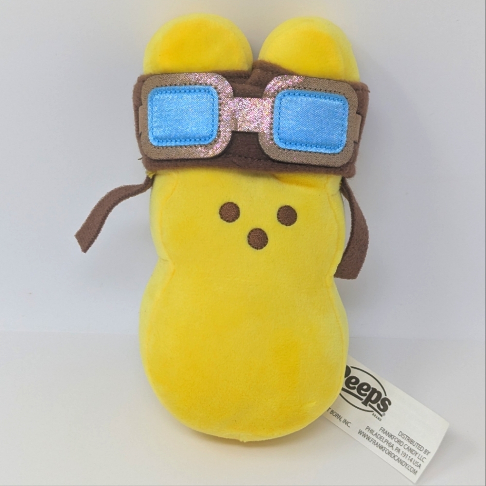 Yellow Peeps Plush Bunny with Goggles Aviator Pilot Race Car Driver